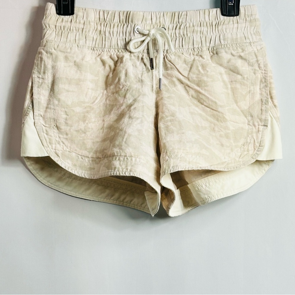 Athleta Women’s Sz 0 Light Camouflage Cabo Tide Linen Shortie Drawstring Shorts